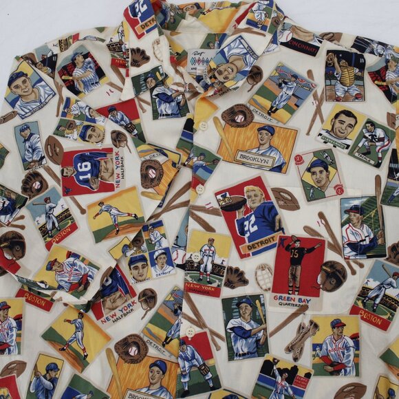 Vtg Reyn Spooner Hawaiian Shirt Men's XL Los Angeles Brooklyn Detroit Baseball